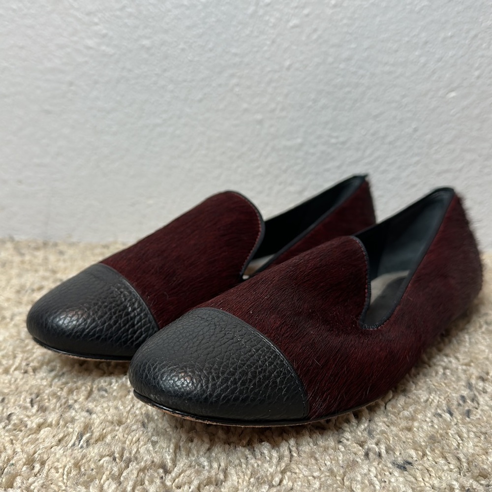 Mara & Mine Nolita leather slip on shoes oxblood red calf hair - Picture 8 of 10